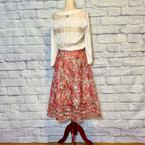 BCBGMaxAzria Erid White Lace Stripe Top - Picture 6 of 9